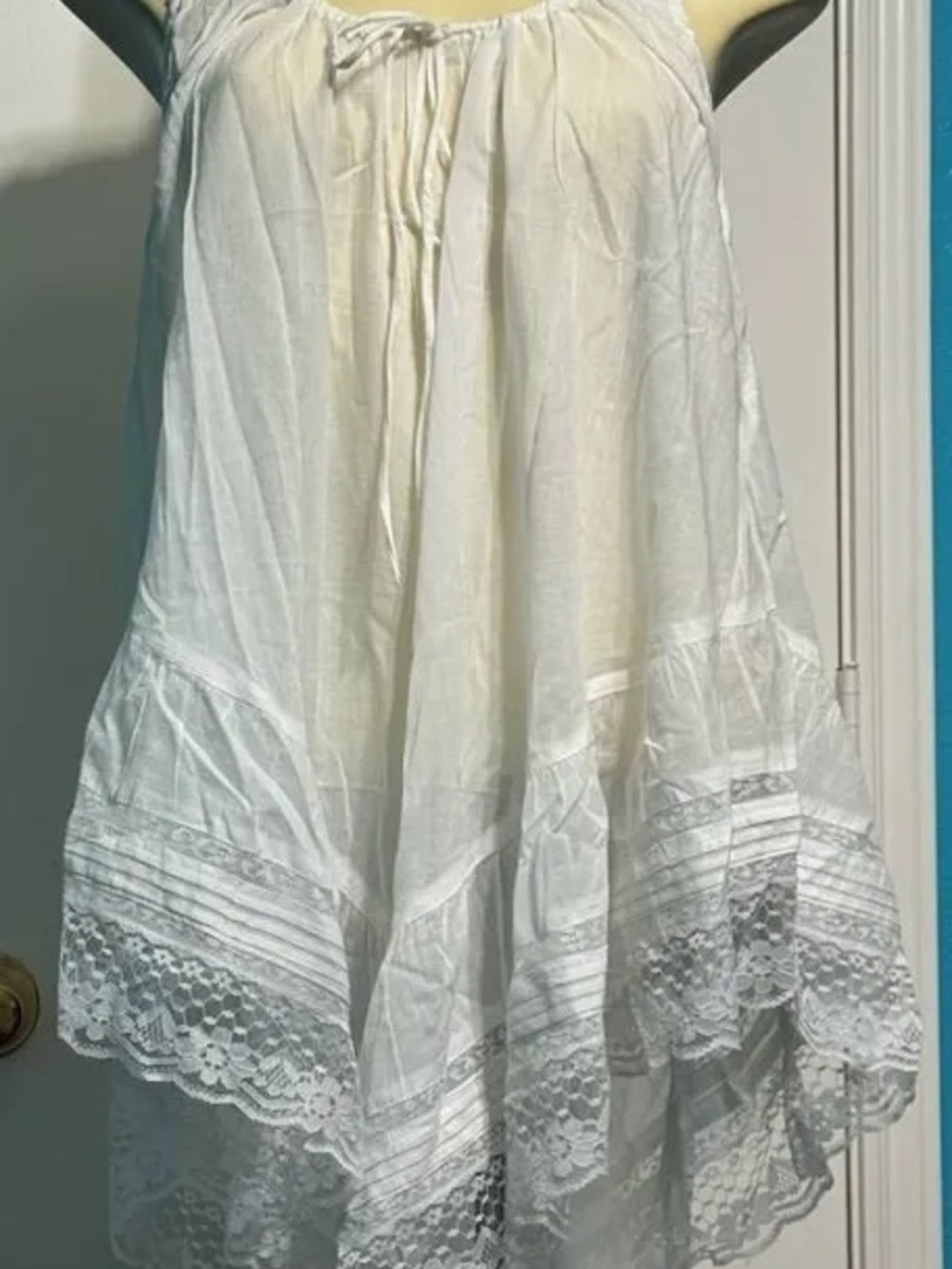 White Lace-Trim Women's Tunic Top